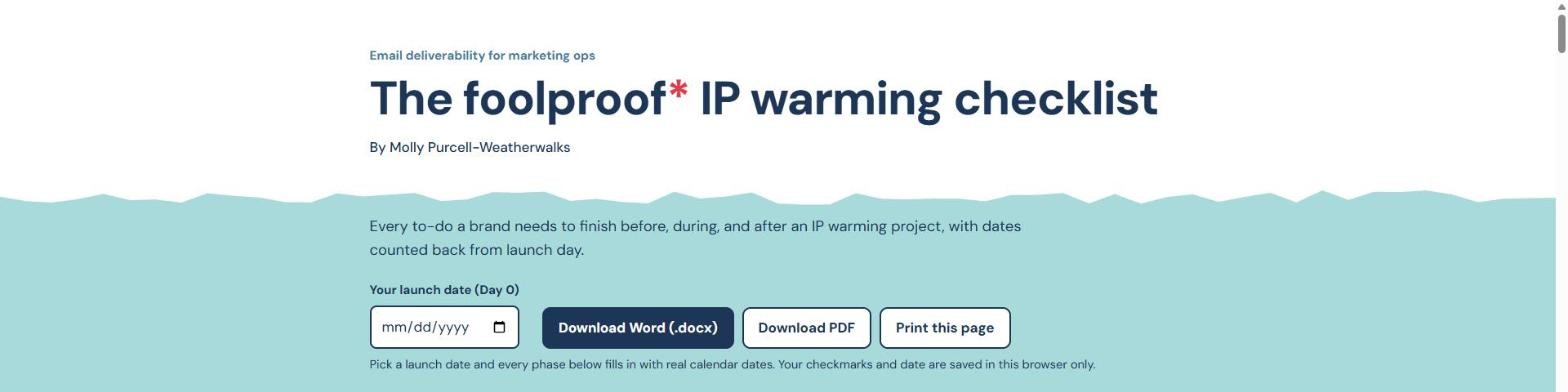 The foolproof IP warming checklist project page